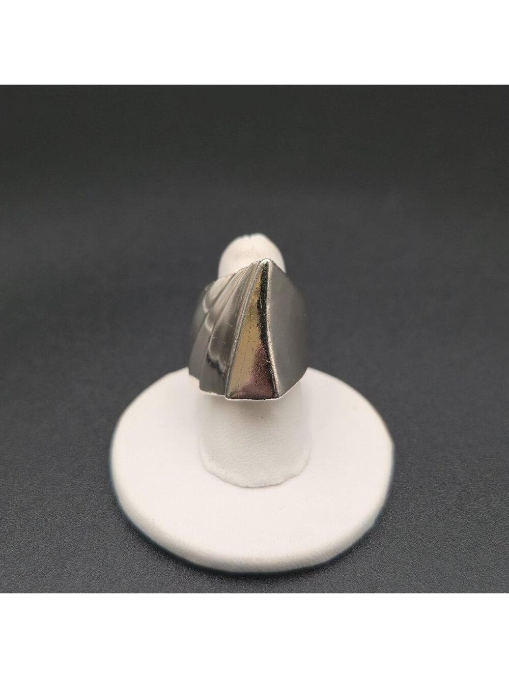 Size 6 Sterling Silver Fluted Ribbon Ring | Chunky Asymmetric Band A8598